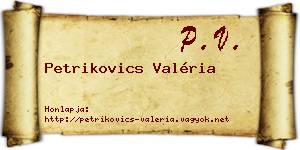 Petrikovics Valéria névjegykártya