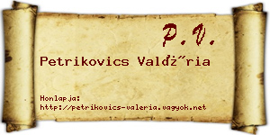 Petrikovics Valéria névjegykártya